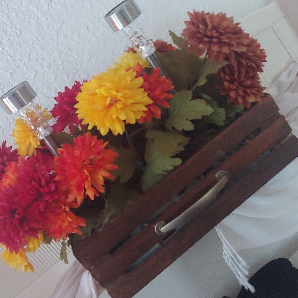 Faux Flower Arrangement with Solar Lanterns